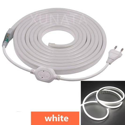 220V Flexible RGB Neon LED Strip Light - 2835/5050, 80/120 LEDs/M, White/Warm White Night Lamp