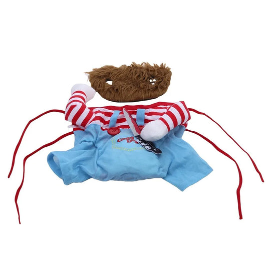 Chucky-Inspired Halloween Costume for Dogs - Comical Sweatshirt Set and Jumpsuit for Pet Parties